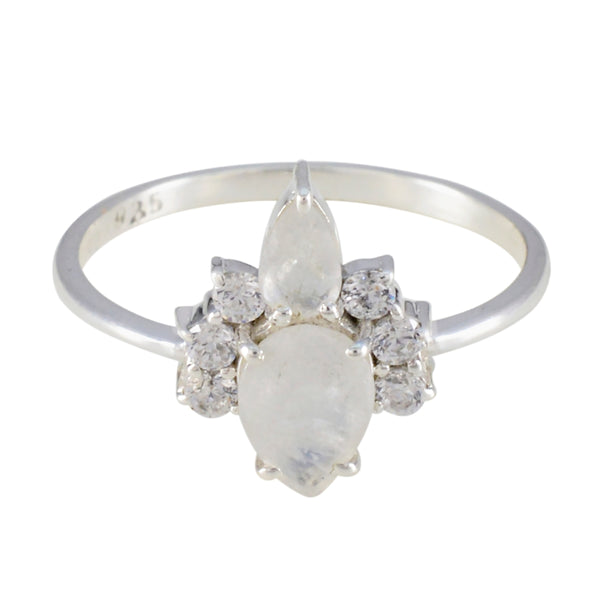 Rainbow Moonstone Toi et Moi Turkish 925 Sterling Silver White Gems Elegant Graceful Ring Jewelry