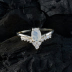 Rainbow Moonstone Halo Korean 92.5 Silver White Gemstone Delicate Sophisticated Ring Jewellery