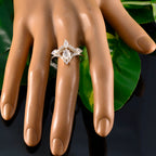 Rainbow Moonstone Halo African Silver White Gems Featherlight Graceful Ring Jewellery