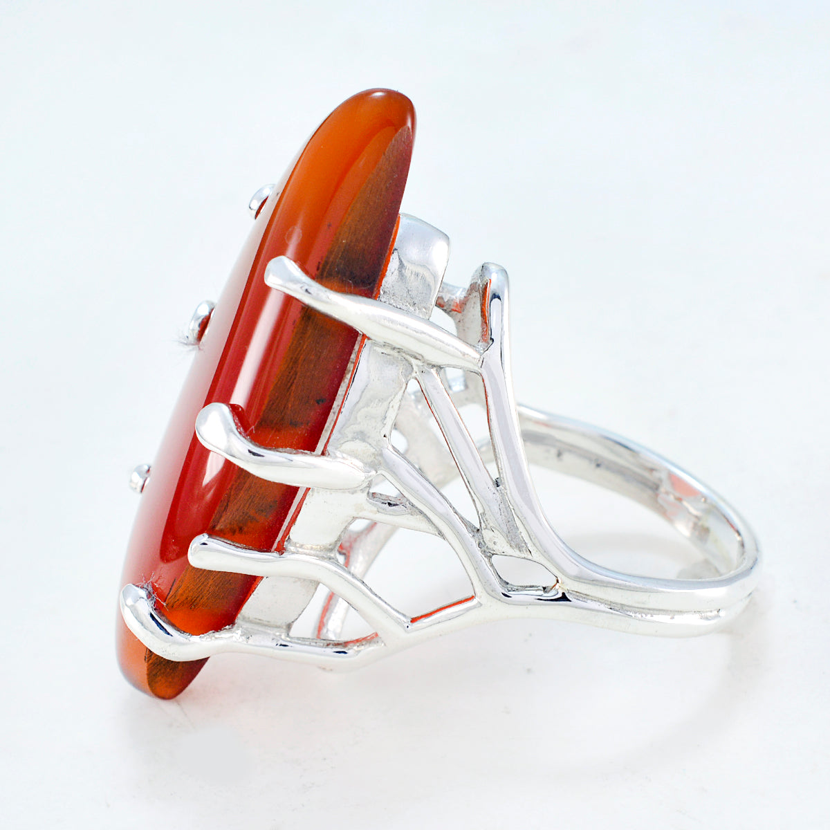 Red onyx Solitaire Turkish Sterling Silver Red Gemstones Chunky Traditional Ring Jewellery