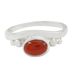 Red onyx Solitaire Korean 925 Sterling Silver Red Gemstone Delicate Luxurious Ring Jewelry