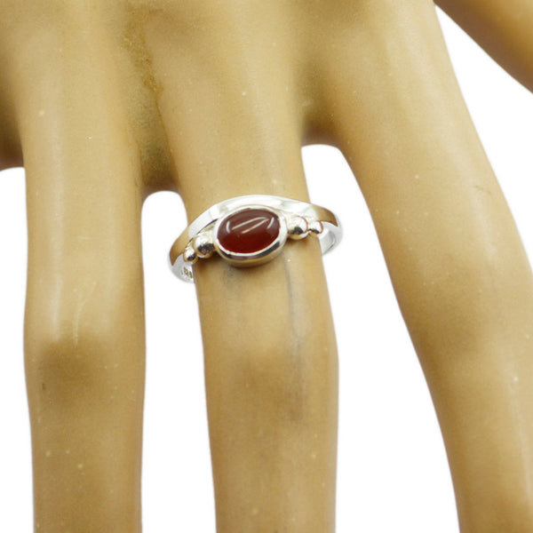 Red onyx Solitaire Korean 925 Sterling Silver Red Gemstone Delicate Luxurious Ring Jewelry