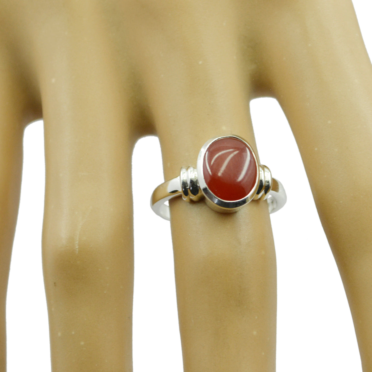 Rode onyx solitaire Egyptisch sterling zilver rode edelstenen klassieke sprookjesring sieraden Secundaire afbeelding