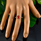Red Onyx Solitaire Korean 92.5 Silver Red Gemstone Delicate Twist Ring Jewelry