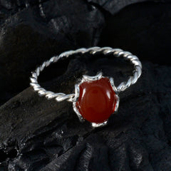 Red Onyx Solitaire Korean 92.5 Silver Red Gemstone Delicate Twist Ring Jewelry