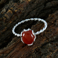 Red Onyx Solitaire Korean 92.5 Silver Red Gemstone Delicate Twist Ring Jewelry