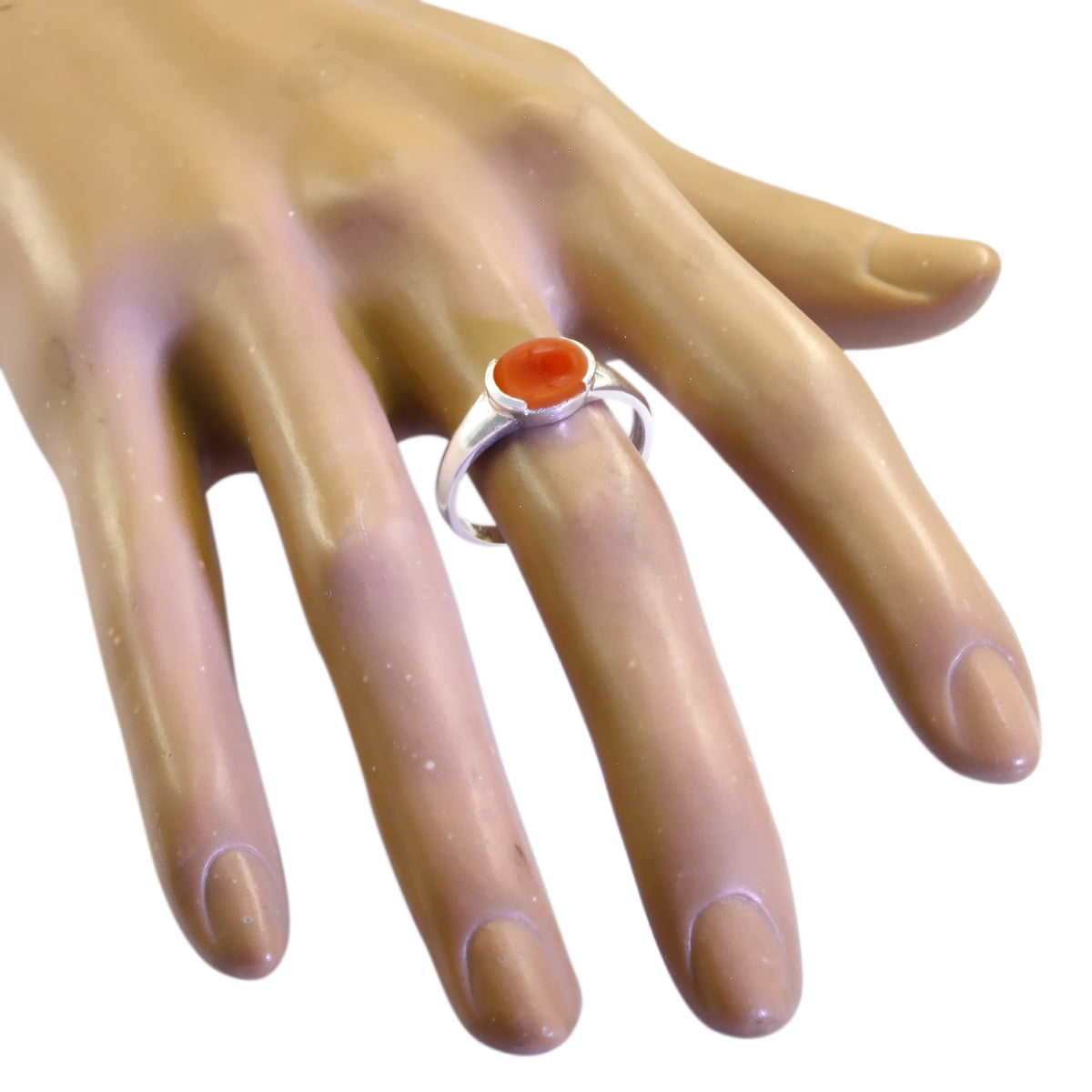 Bague solitaire en onyx rouge, argent japonais, pierres précieuses rouges, délicate et contemporaine Image secondaire du produit