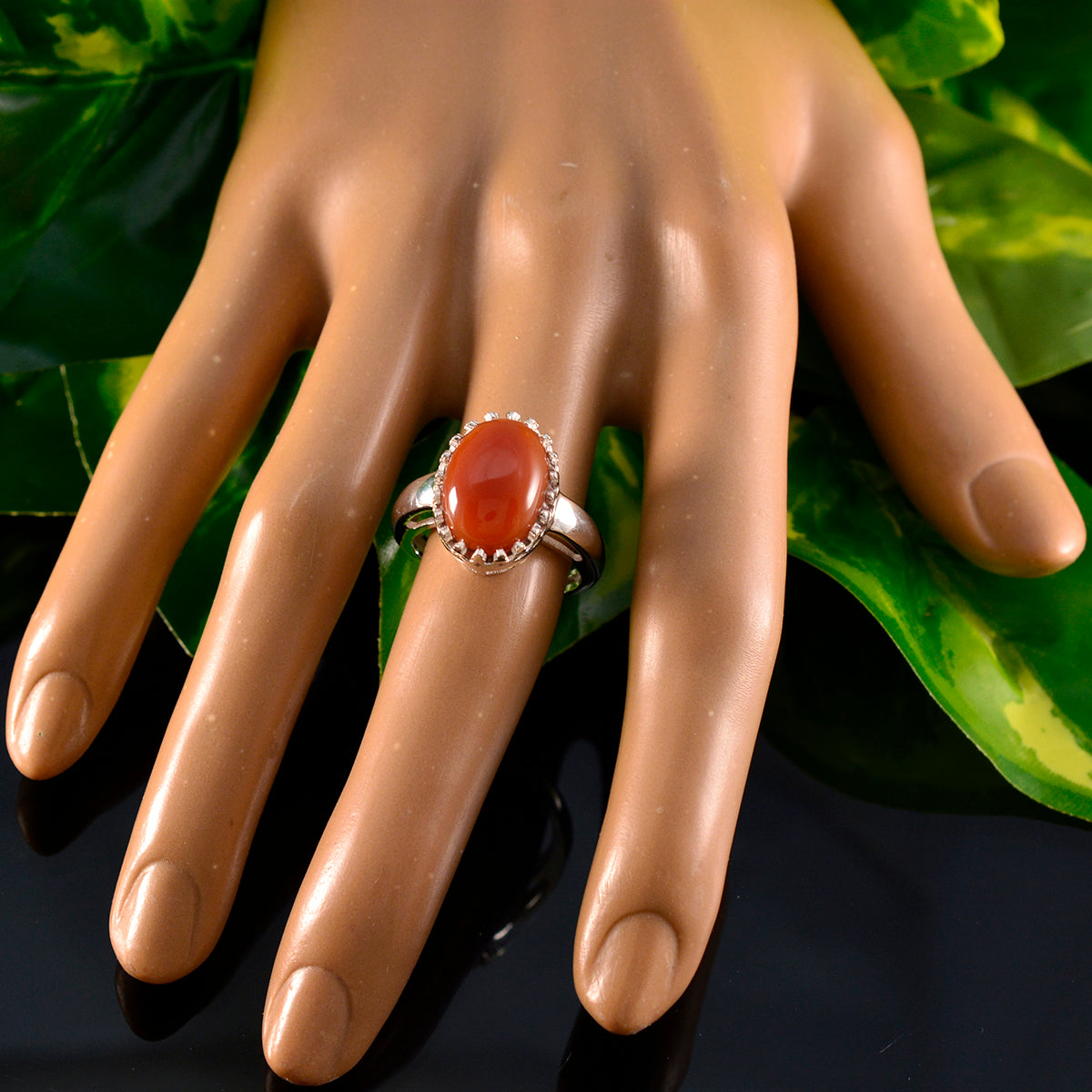 Red Onyx Solitaire Moroccan Sterling Silver Red Gems Classic Romantic Ring Jewellery