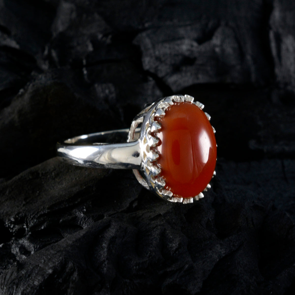 Red Onyx Solitaire Moroccan Sterling Silver Red Gems Classic Romantic Ring Jewellery