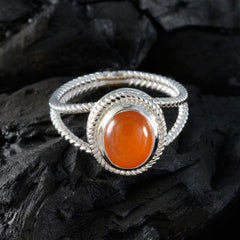Red Onyx Solitaire Mexican 92.5 Silver Red Gemstone Classic Rope Wire Ring Jewellery