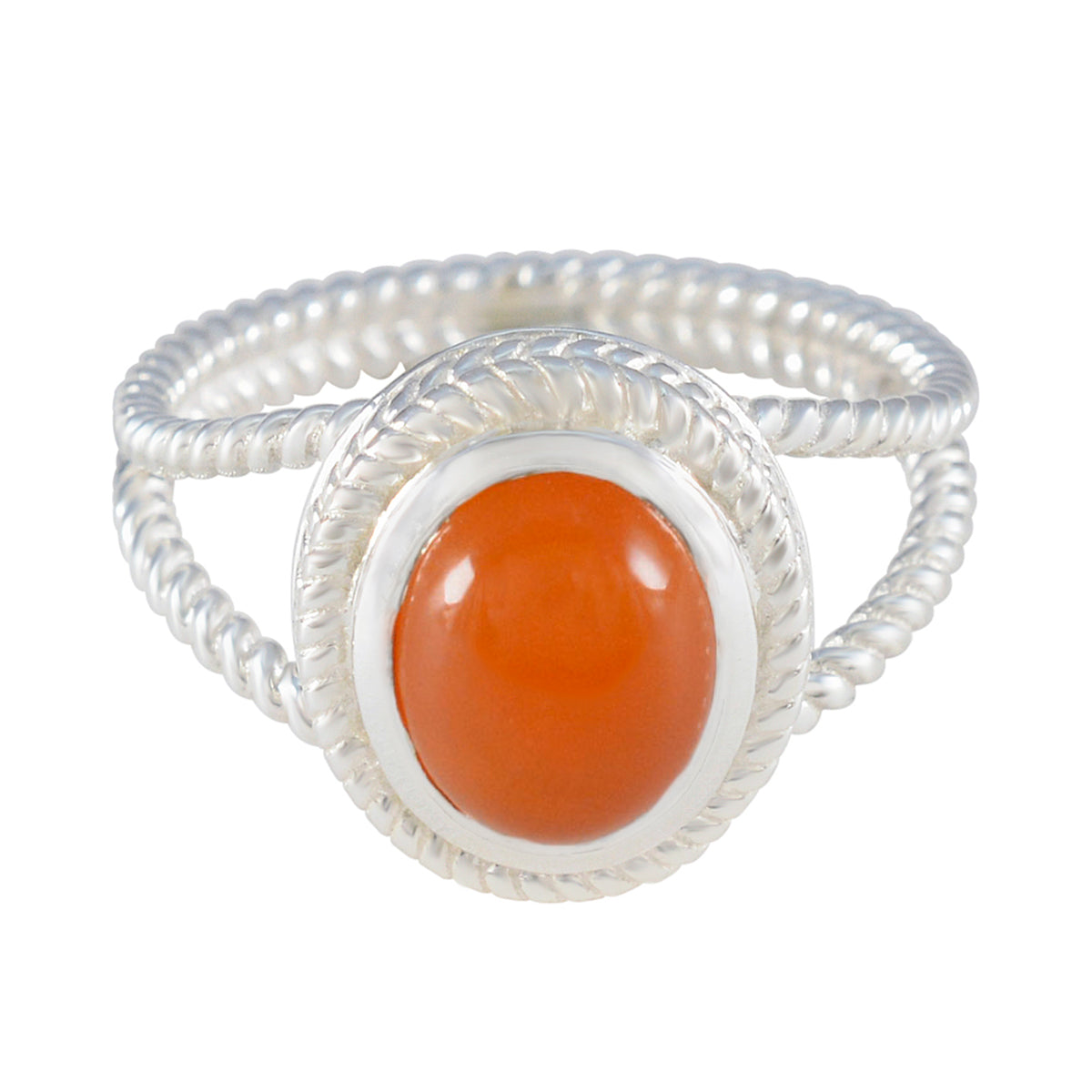 Red Onyx Solitaire Mexican 92.5 Silver Red Gemstone Classic Rope Wire Ring Jewellery