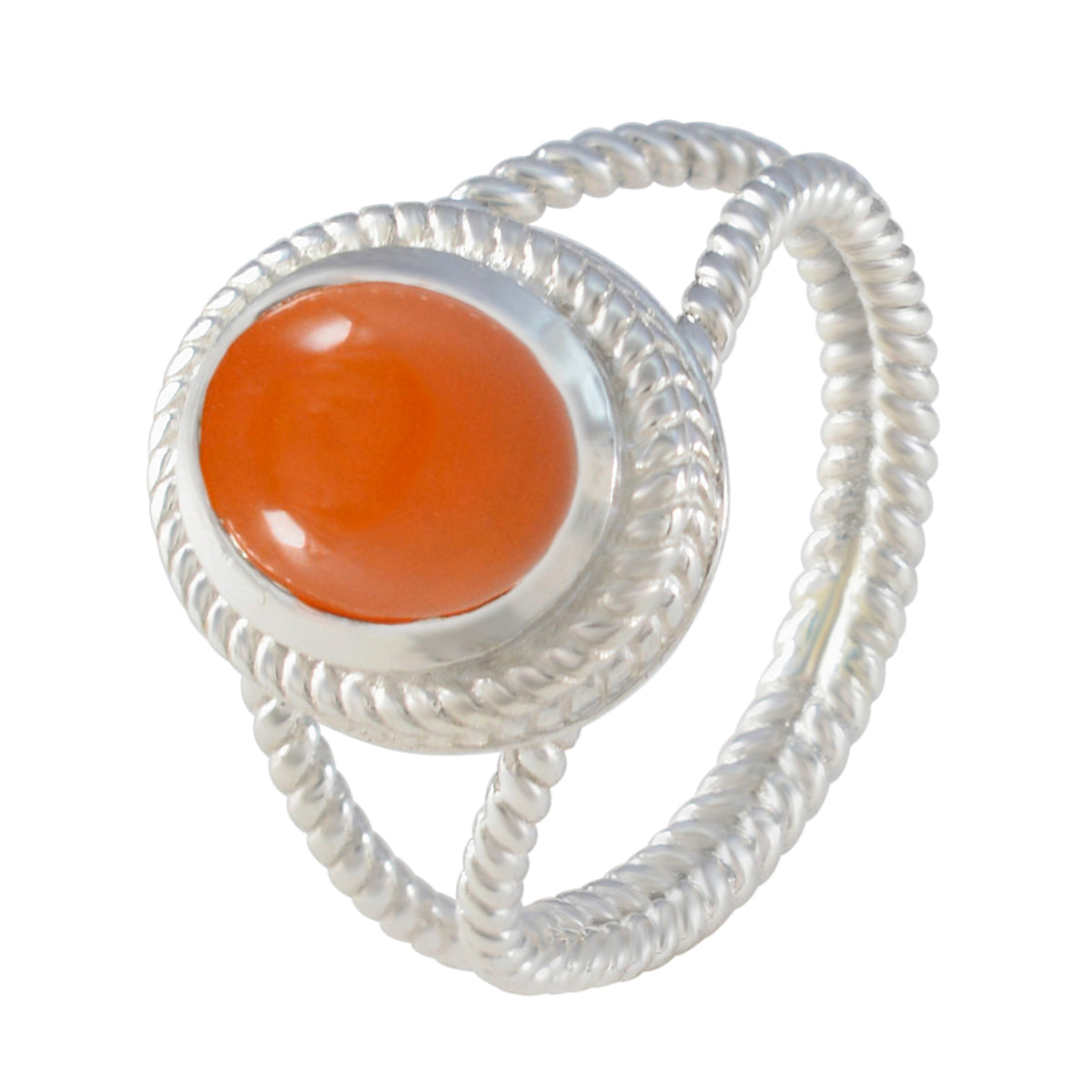 Red Onyx Solitaire Mexican 92.5 Silver Red Gemstone Classic Rope Wire Ring Jewellery