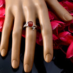 Red Onyx Solitaire French Sterling Silver Red Gemstone Slim Abstract Ring Jewellery