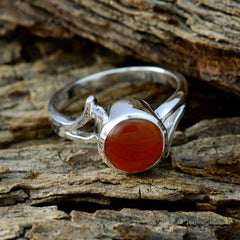 Red Onyx Solitaire French Sterling Silver Red Gemstone Slim Abstract Ring Jewellery