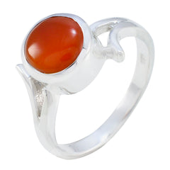Red Onyx Solitaire French Sterling Silver Red Gemstone Slim Abstract Ring Jewellery