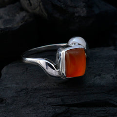 Red Onyx Solitaire German 92.5 Silver Red Gemstones Featherlight Contemporary Ring Jewelry