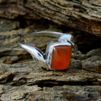 Red Onyx Solitaire German 92.5 Silver Red Gemstones Featherlight Contemporary Ring Jewelry