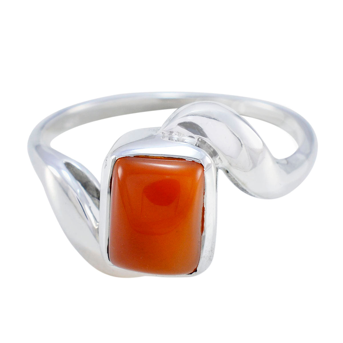 Red Onyx Solitaire German 92.5 Silver Red Gemstones Featherlight Contemporary Ring Jewelry メイン画像
