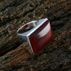 Red Onyx Solitaire Italian Sterling Silver Red Gemstone Chunky Armor Ring Jewelry