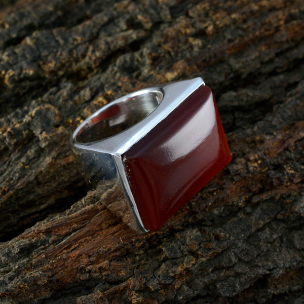Red Onyx Solitaire Italian Sterling Silver Red Gemstone Chunky Armor Ring Jewelry