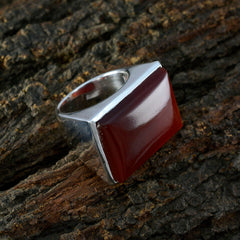 Red Onyx Solitaire Italian Sterling Silver Red Gemstone Chunky Armor Ring Jewelry