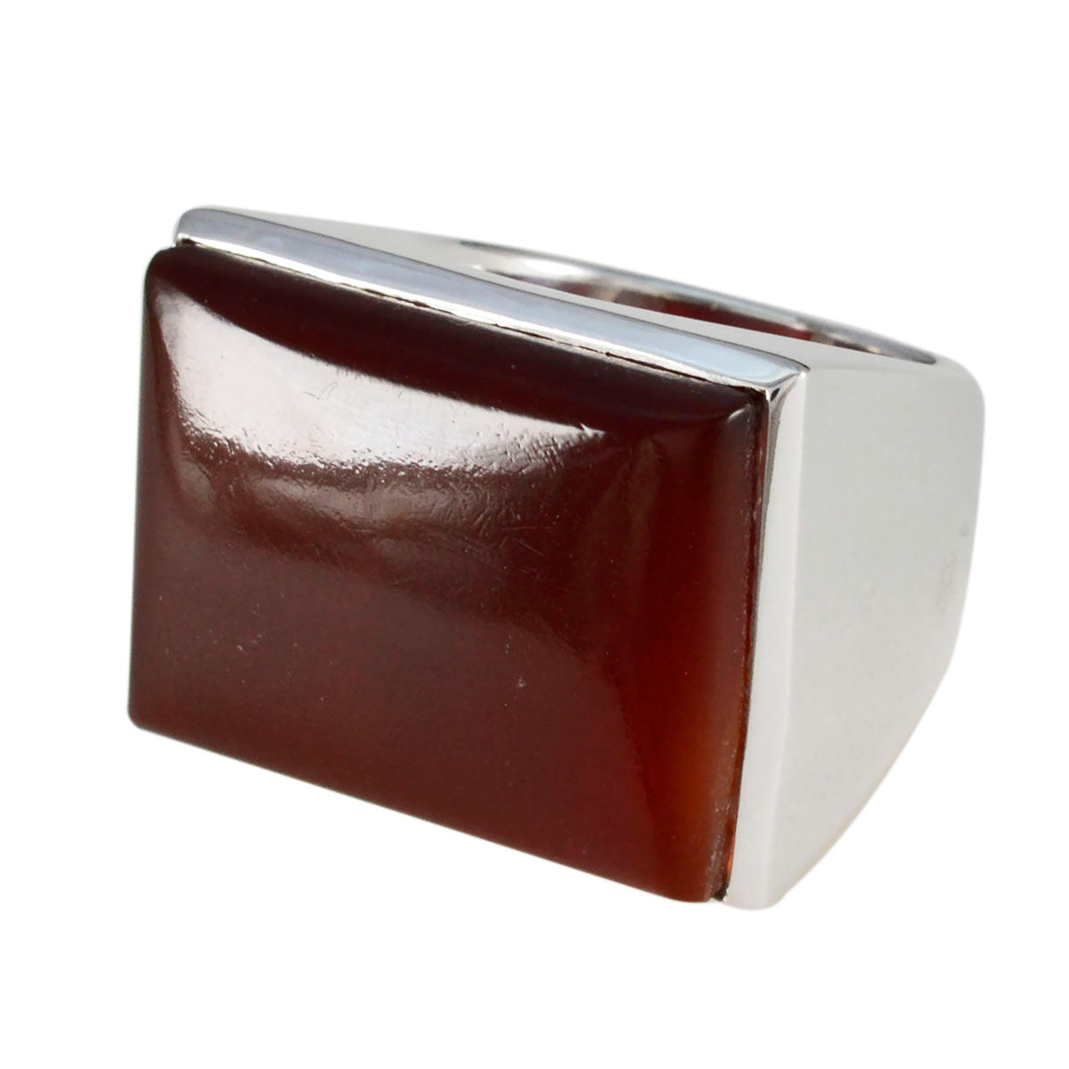 Red Onyx Solitaire Italian Sterling Silver Red Gemstone Chunky Armor Ring Jewelry Image principale du produit