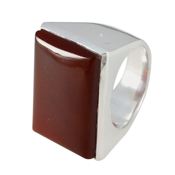 Red Onyx Solitaire Italian Sterling Silver Red Gemstone Chunky Armor Ring Jewelry