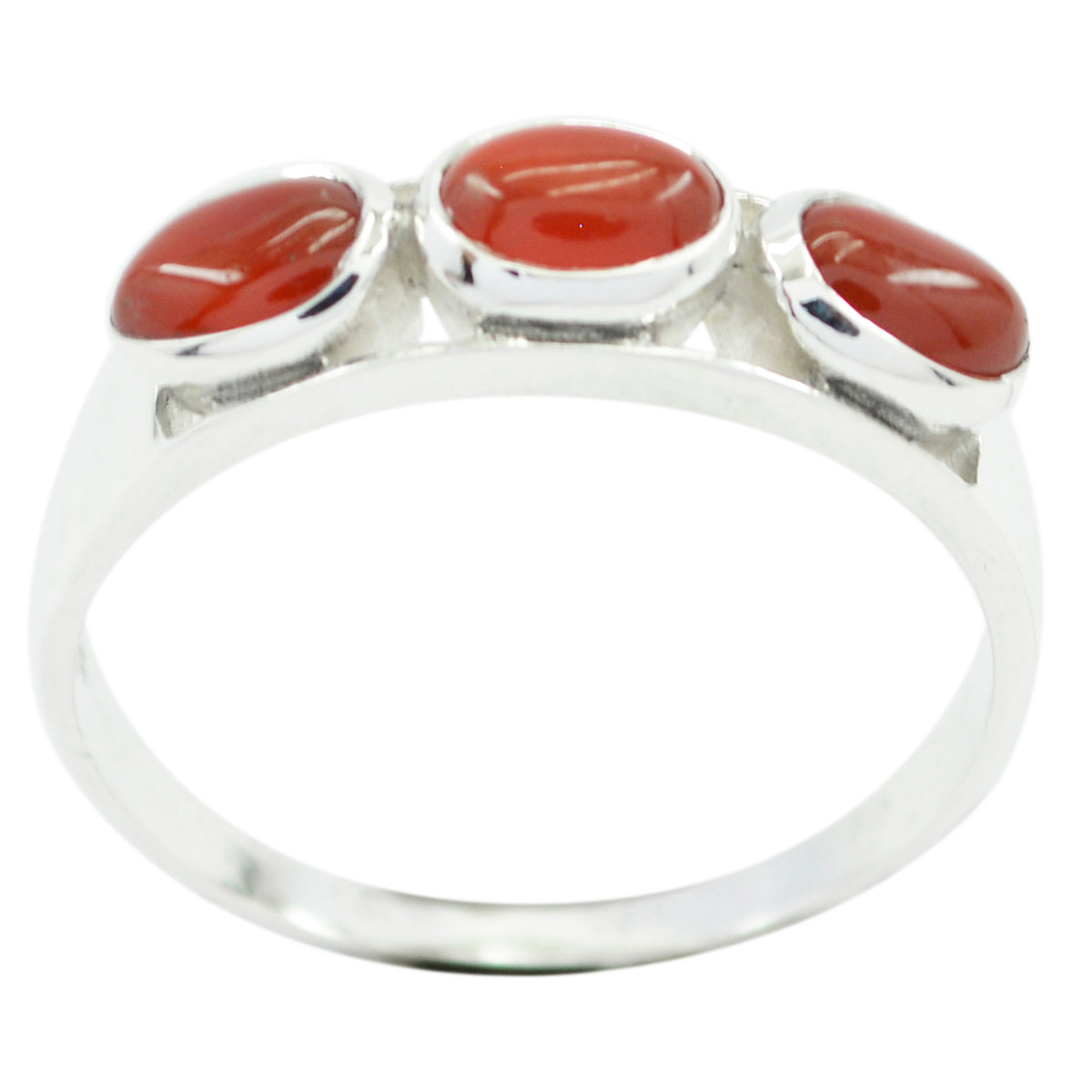 Red onyx Trilogy Korean 92.5 Silver Red Gemstones Dainty Modern Ring Jewelry Image principale du produit