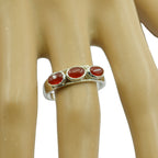 Red onyx Trilogy Korean 92.5 Silver Red Gemstones Dainty Modern Ring Jewelry