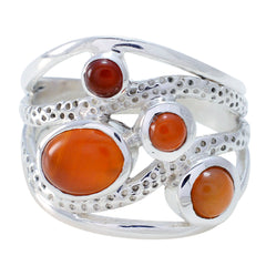 Red onyx quarter French 925 Sterling Silver Red Gemstones Eye catching Signet Ring Jewellery