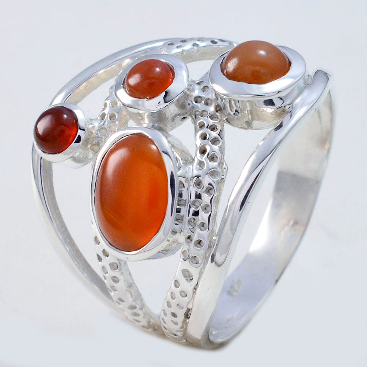 Red onyx quarter French 925 Sterling Silver Red Gemstones Eye catching Signet Ring Jewellery
