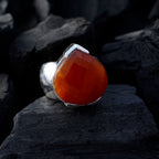 Red onyx Solitaire German Sterling Silver Red Gemstone Statement valentine Ring Jewelry