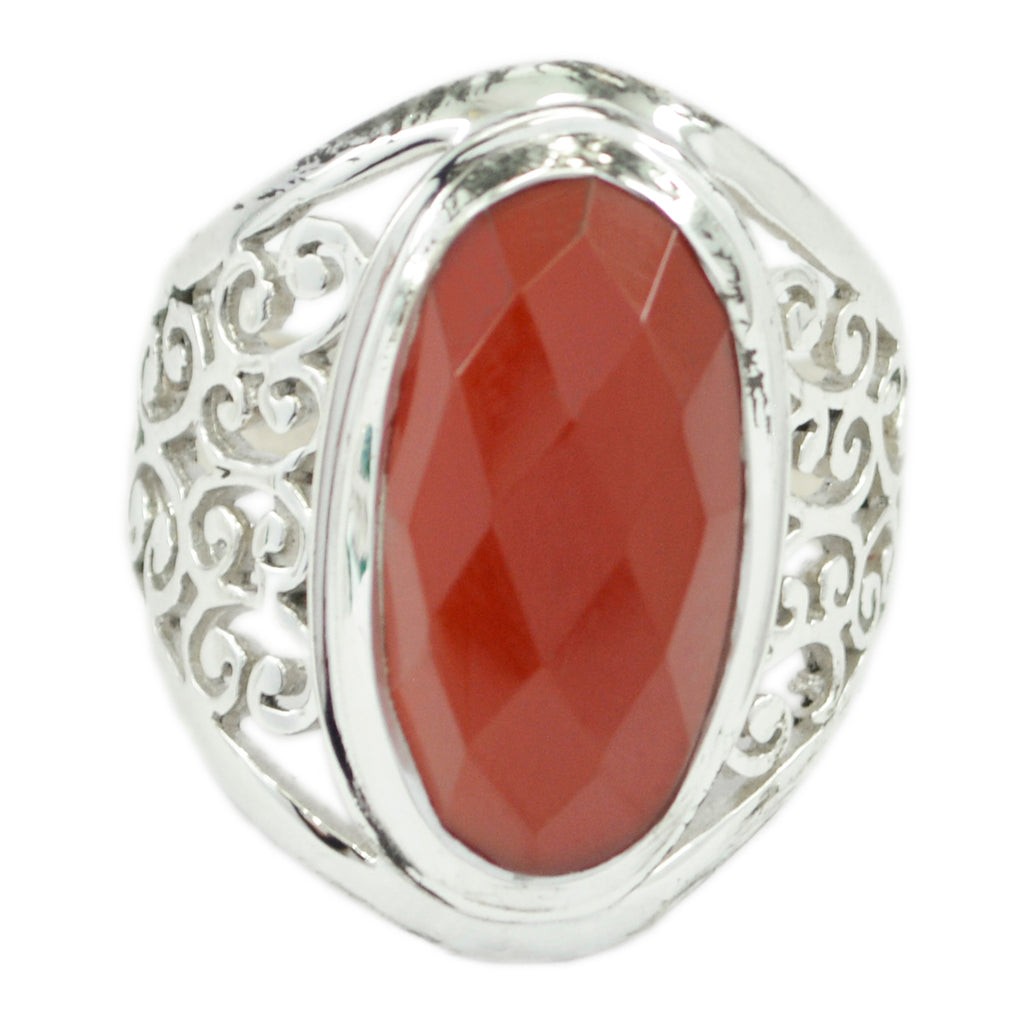 Red onyx Solitaire Australian 925 Sterling Silver Red Gems Mid weight Filigree Ring Jewelry
