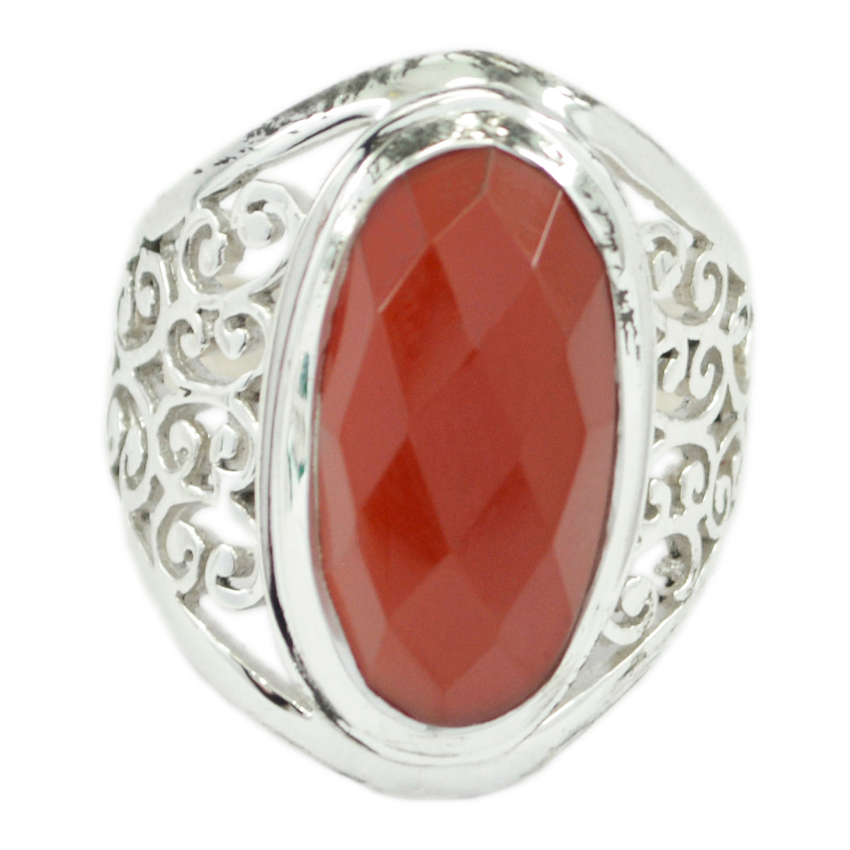 Roter Onyx Solitär Australischer 925 Sterling Silber Rote Edelsteine Mittelschwerer Filigraner Ring Schmuck