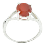 Red onyx Solitaire American 925 Silver Red Gemstones Delicate Graceful Ring Jewellery