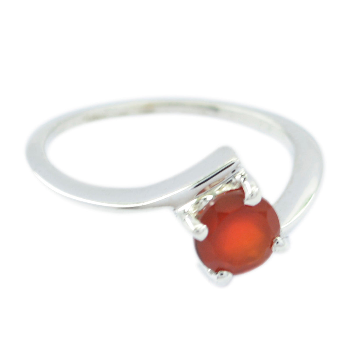 Bague solitaire en onyx rouge, argent américain, pierres précieuses rouges, délicate et romantique Image secondaire du produit
