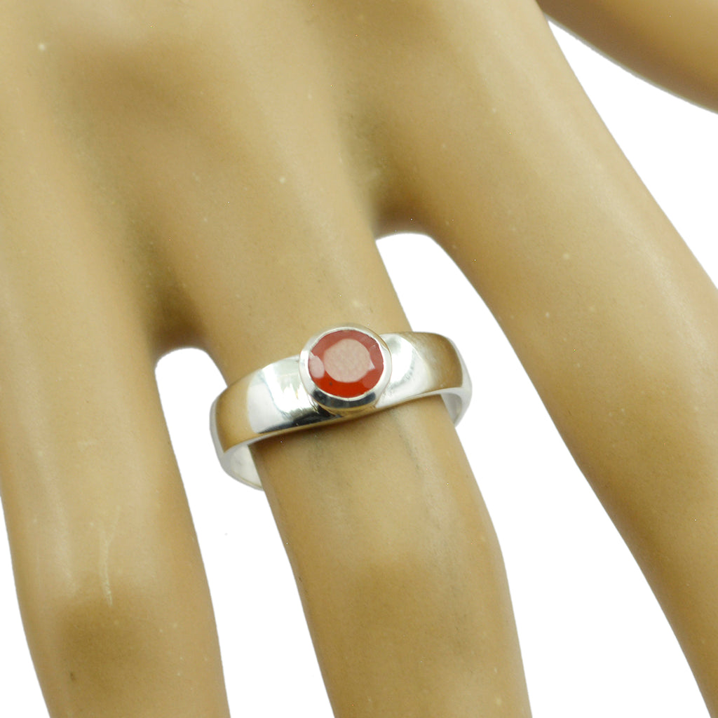 Red onyx Solitaire American 925 Silver Red Gemstone Whisper thin Sophisticated Ring Jewelry