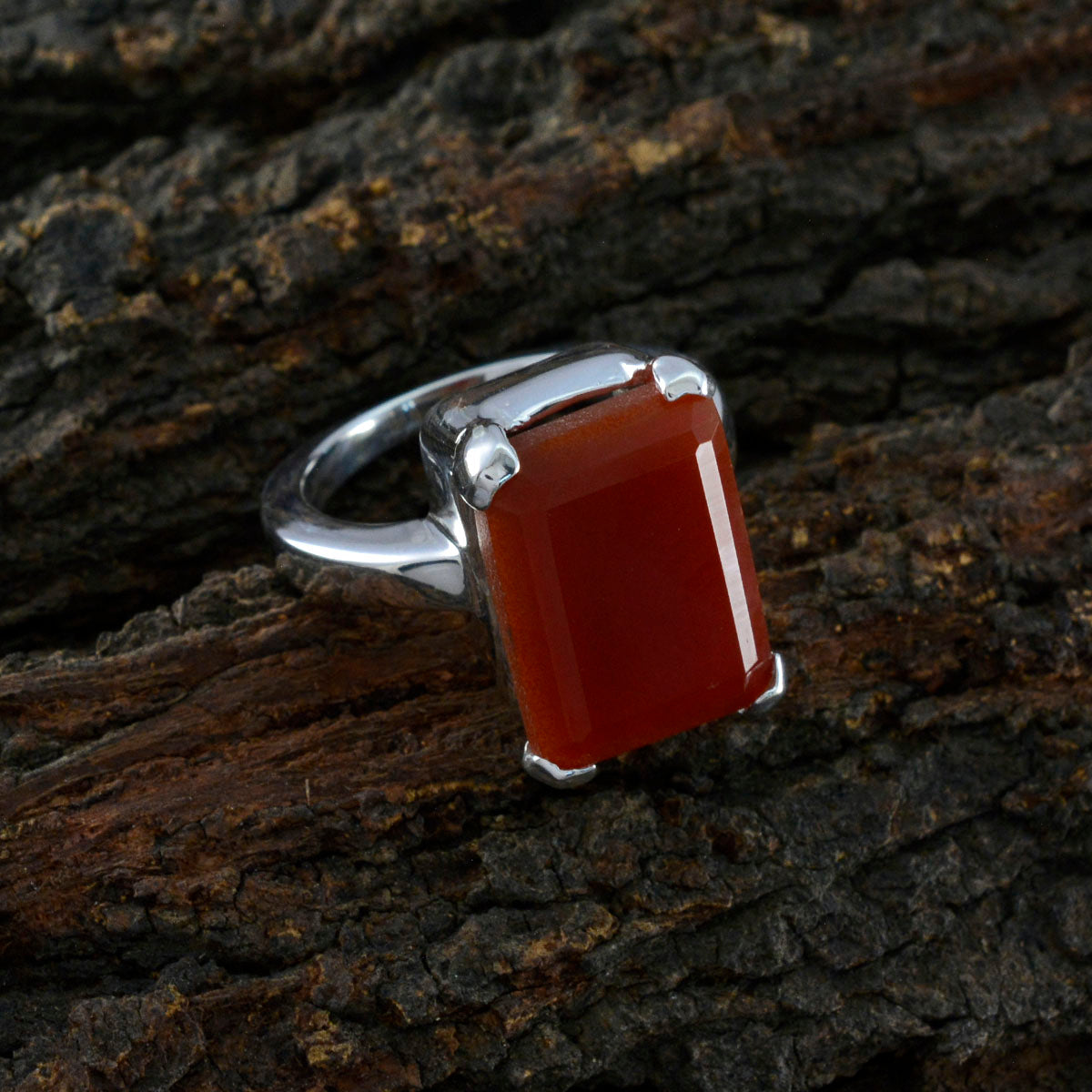 Red Onyx Solitaire Moroccan Silver Red Gemstones Essential  Modern Ring Jewellery