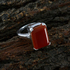 Red Onyx Solitaire Moroccan Silver Red Gemstones Essential  Modern Ring Jewellery