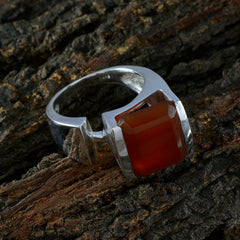 Red Onyx Solitaire Italian Sterling Silver Red Gemstones Chunky antique Ring Jewellery