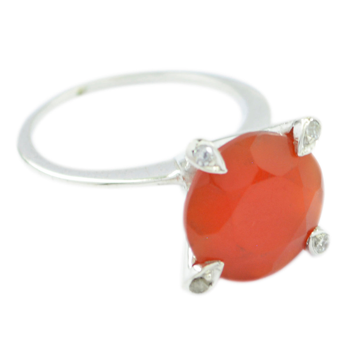 Red onyx Halo Moroccan 925 Silver Red Gems Slim Trendy Ring Jewelry メイン画像