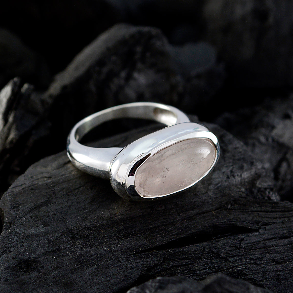 Rose Quartz Solitaire Moroccan Silver Pink Gems Mid weight Glamorous Ring Jewellery