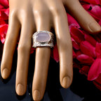 Rose Quartz Solitaire German 925 Sterling Silver Pink Gemstones Essential  engravings Ring Jewelry