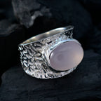 Rose Quartz Solitaire German 925 Sterling Silver Pink Gemstones Essential  engravings Ring Jewelry