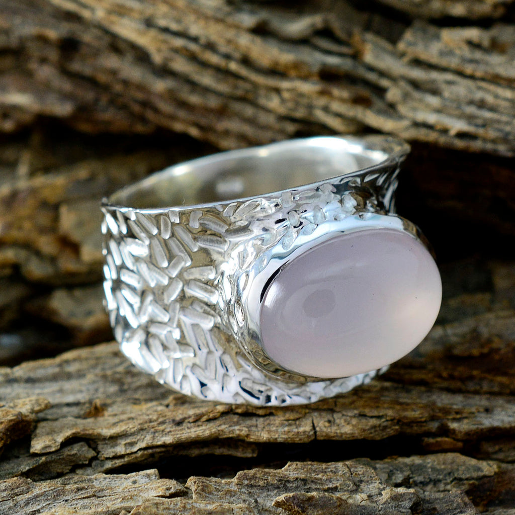 Rose Quartz Solitaire German 925 Sterling Silver Pink Gemstones Essential  engravings Ring Jewelry