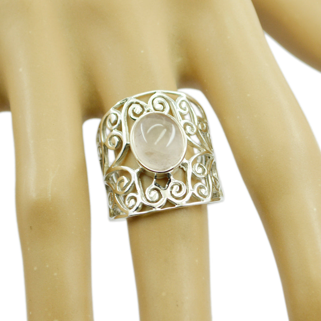 Rose Quartz Solitaire Australian 92.5 Silver Pink Gemstones Eye catching Filigree Ring Jewelry