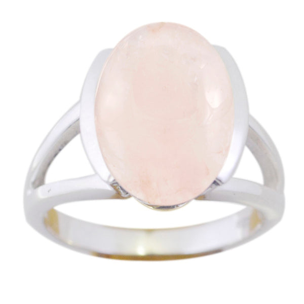 Rose Quartz Solitaire Egyptian Silver Pink Gemstones Mid weight Feminine Ring Jewelry