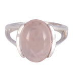 Rose Quartz Solitaire Egyptian Silver Pink Gemstones Mid weight Feminine Ring Jewelry