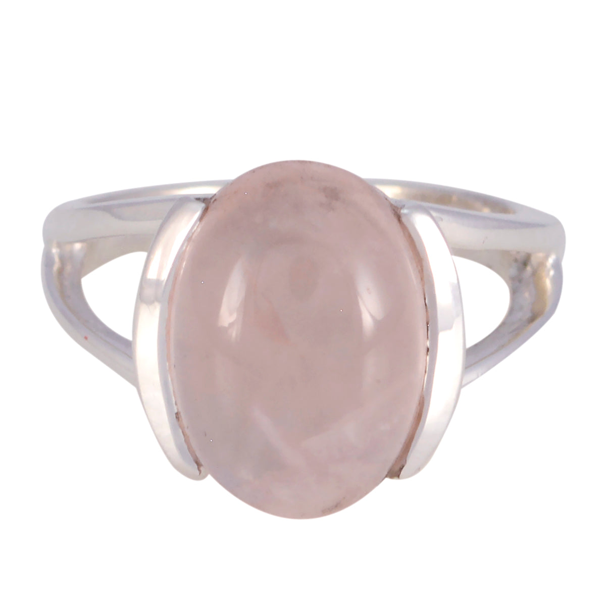 Rose Quartz Solitaire Egyptian Silver Pink Gemstones Mid weight Feminine Ring Jewelry