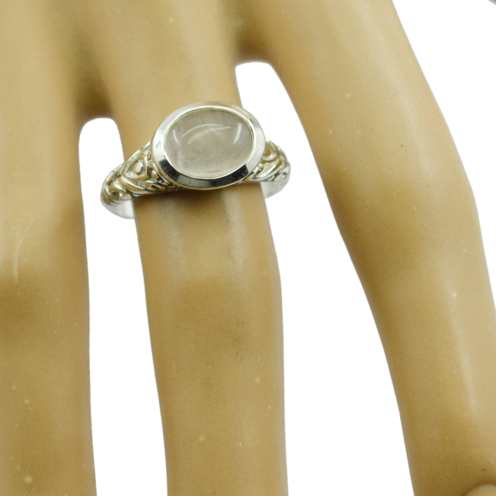 Rose Quartz Solitaire African 925 Sterling Silver Pink Gemstone Minimal Art Deco Ring Jewelry